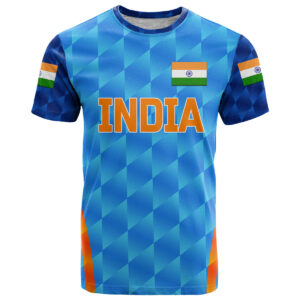 Custom India Cricket T Shirt Men In Blue Unique Light Blue LT8